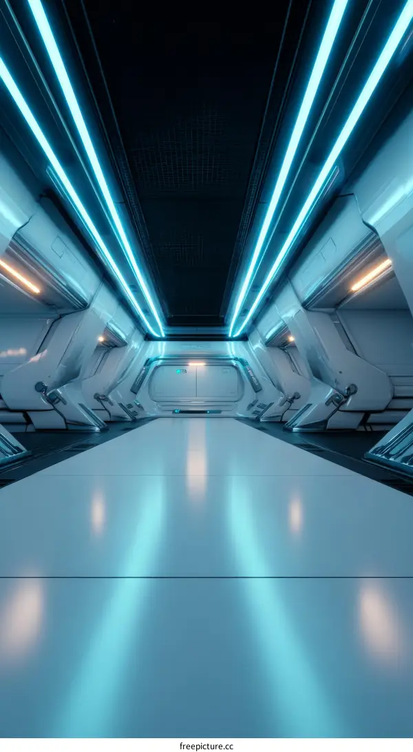 Futuristic Corridor with Neon Lighting