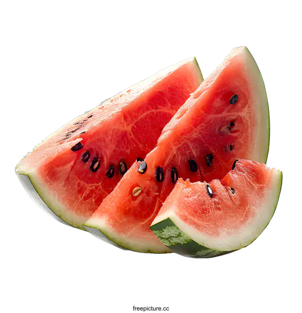 [Transparent Background PNG]Slices of fresh watermelon on white