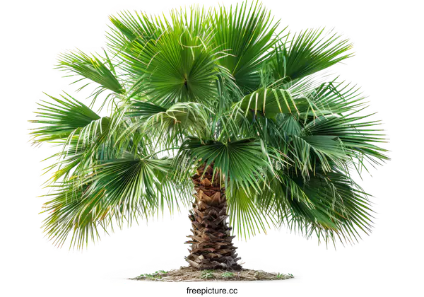 [Transparent Background PNG]Single Green Palm Tree Isolated On White Background