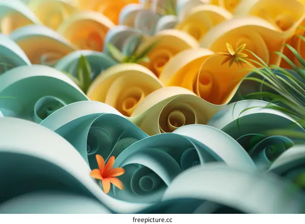 Abstract Colorful 3D Paper Wave Background