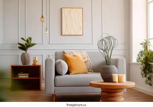 Modern Gray Sofa Living Room Interior Design