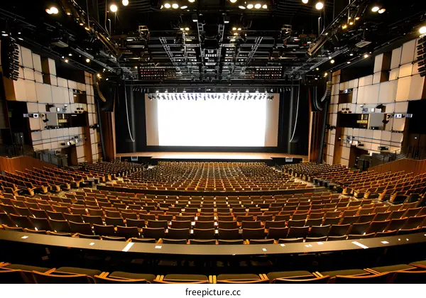 Empty Auditorium with Stage and Seats