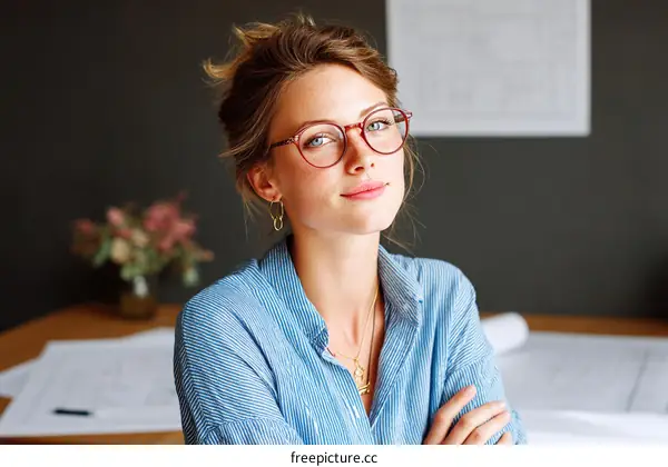 Confident Woman in a Casual Business Setting