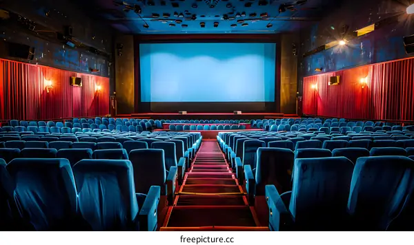Empty Cinema Seats Facing Screen