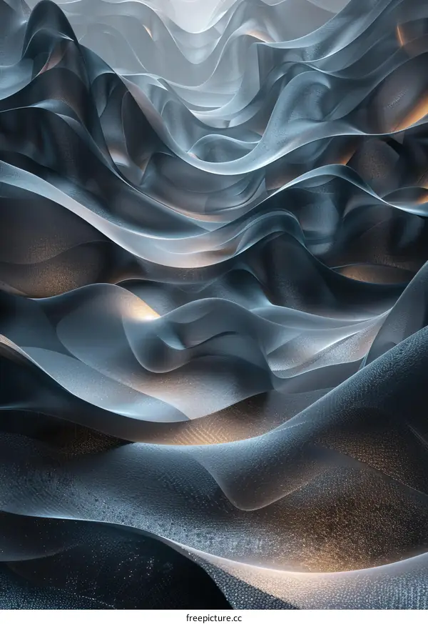 Abstract Blue and Gray Waves with a Hint of Light