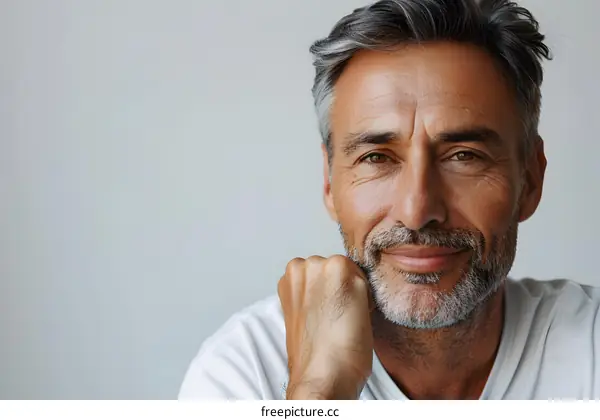 Smiling Man Portrait with Grey Hair