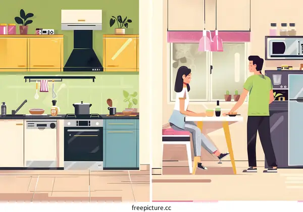 Couple Cooking Together in the Kitchen