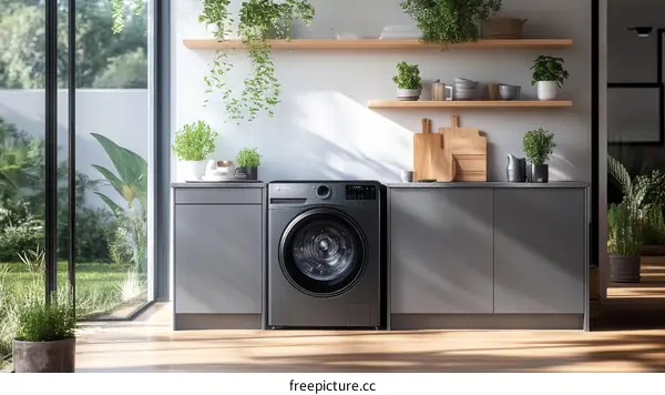 Modern Laundry Room Design with Natural Elements