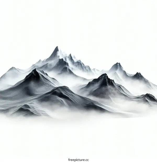 Misty Mountain Range Landscape Illustration