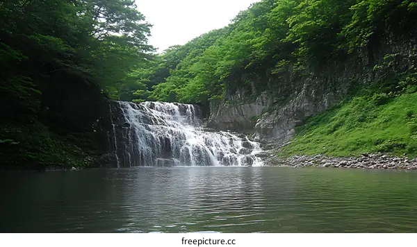 Stunning Waterfall in Lush Forest Landscape