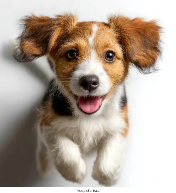 Adorable Puppy Jumping in the Air