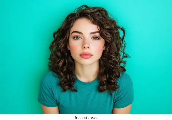 Beautiful Woman with Curly Hair Portrait