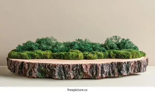 Miniature Landscape on Wooden Slice