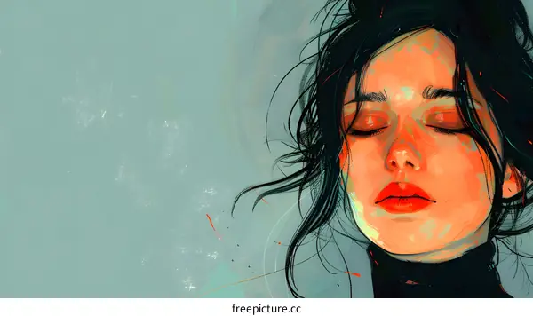 portrait of a young woman with her eyes closed