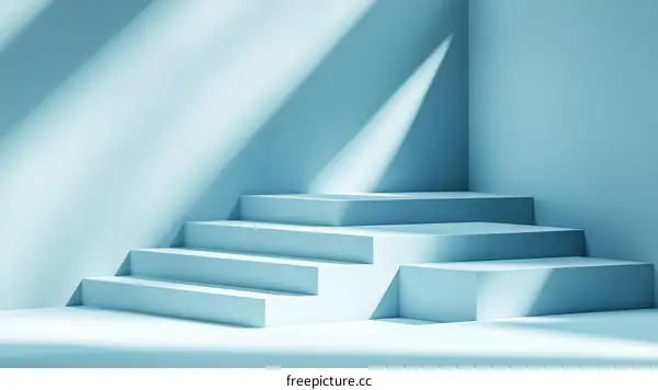 Light Blue Minimalist Steps Display