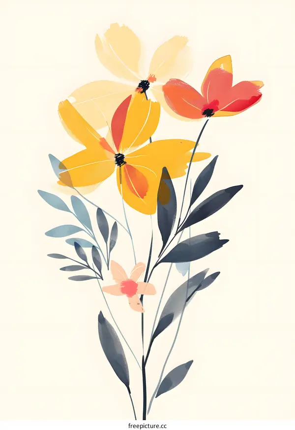 Abstract Watercolor Floral Illustration