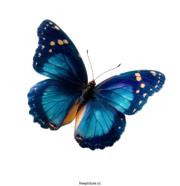 [Transparent Background PNG]Stunning Blue Butterfly with Delicate Flowers