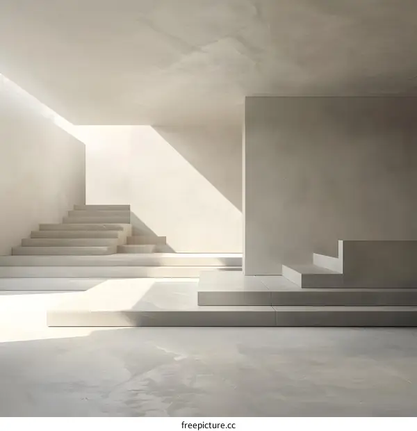 Minimalist Interior Design With Stairs And Sunlight