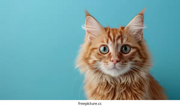 A ginger cat looking at the camera with wide eyes