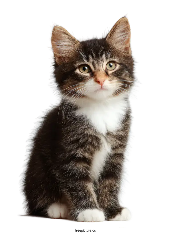 [Transparent Background PNG]Adorable Kitten Portrait Against White Background
