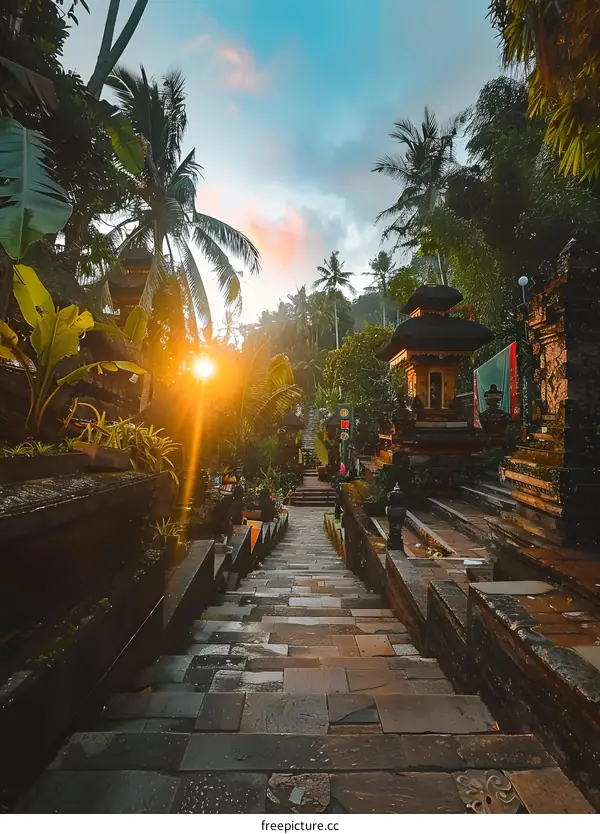 Stone Steps Leading Up to a Temple in Bali Indonesia