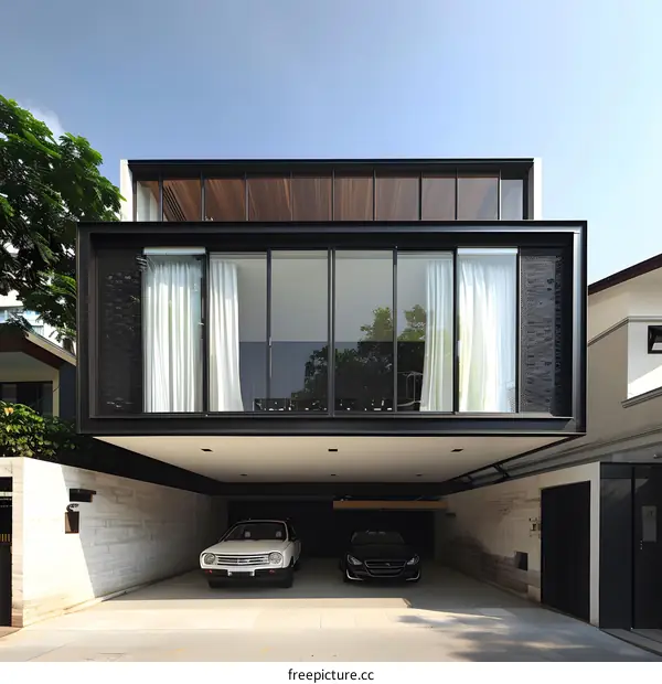 Modern House with Garage and Large Windows