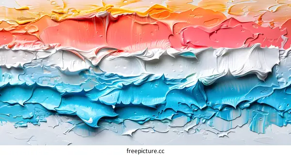 Abstract Painting with Blue White and Orange