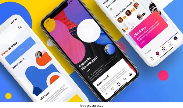 Modern Phone App Mockup Design with Abstract Background