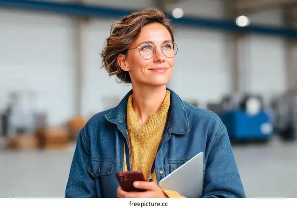 Confident Woman in a Warehouse Setting