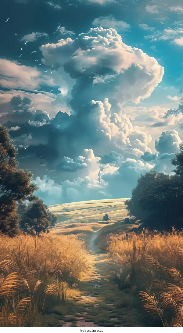 Storm Clouds Gather Over Golden Wheat Fields