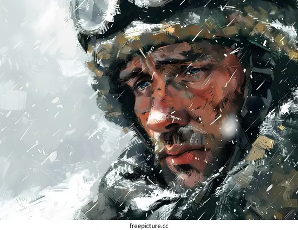 Portrait of a soldier in a military coat