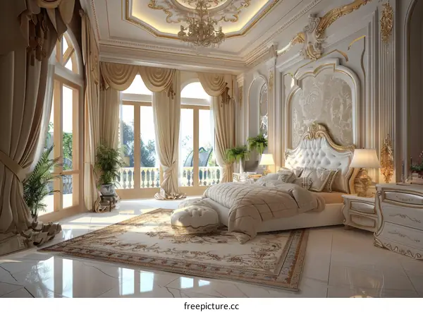 Spacious and Luxurious European Style Bedroom