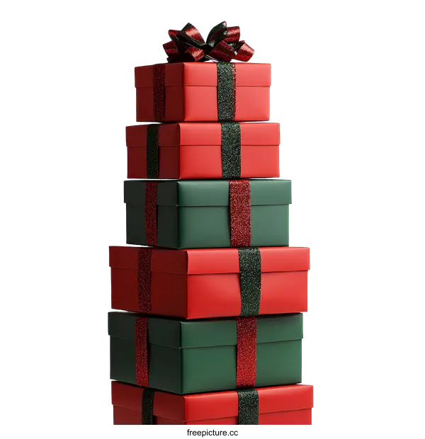 [Transparent Background PNG]Stacked Christmas Presents Gift Boxes
