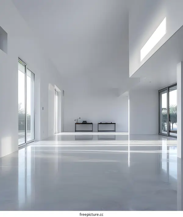 Minimalist Interior Design with White Walls and Glass Doors