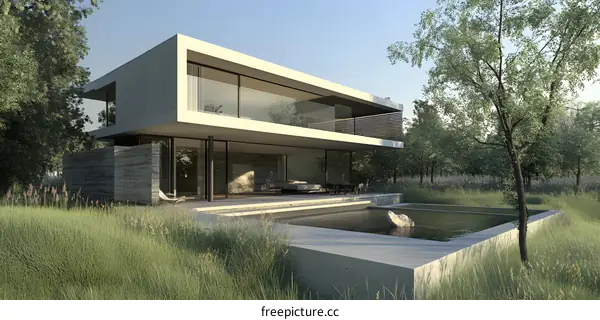 Modern House with Pool and Garden