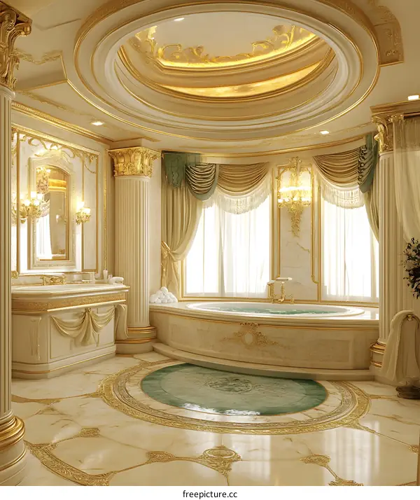 Luxury Bathroom Interior Design with Gold Accents and Marble