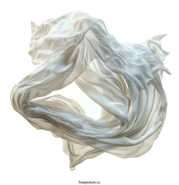 [Transparent Background PNG]Abstract White Fabric Swirling In The Air