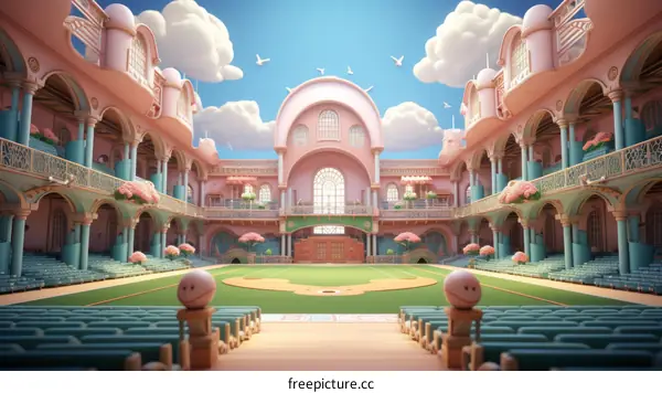 Pink and Blue Baseball Stadium