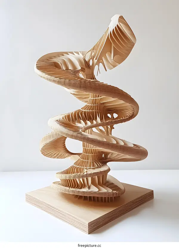 Spiral Wooden Sculpture Art