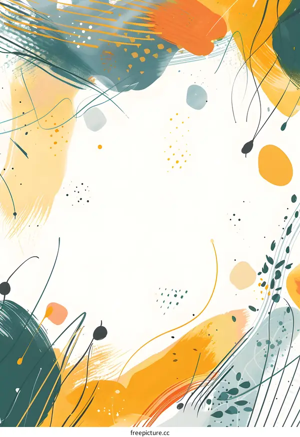 Abstract Painting with Yellow, Orange, and Green Colors