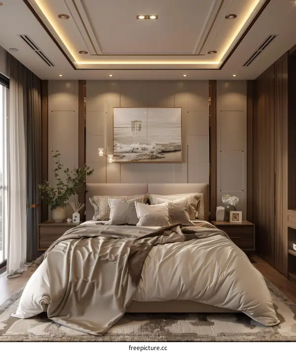 Modern Beige Bedroom Interior Design