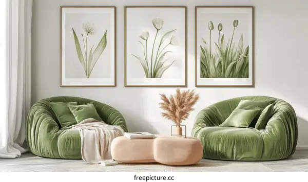 Elegant Floral Artwork in a Modern Living Room Setting