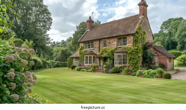 A beautiful English country cottage with a large garden