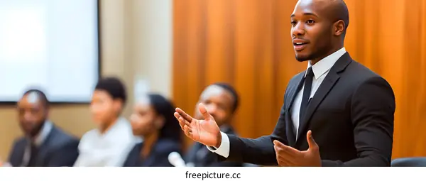 African American Businessman Giving Presentation To Group