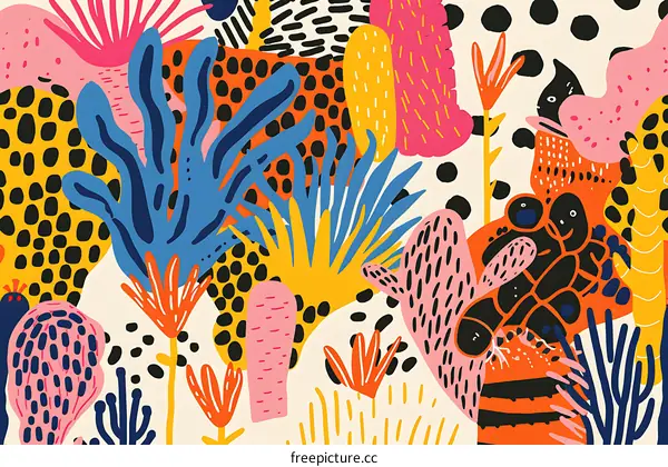 Colorful Abstract Jungle Illustration with Bright Colors
