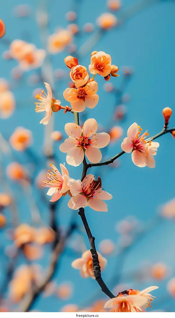 Peach Blossom Branch in Blue Sky