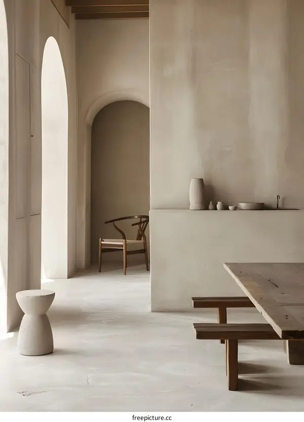 Modern Minimalist Home Interior Design With Archways and Natural Light