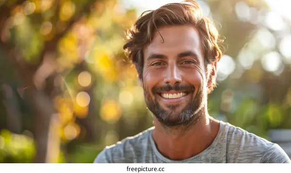 Happy Man Outdoors Smiling Portrait