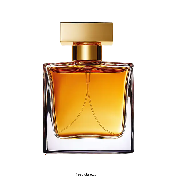 [Transparent Background PNG]Luxury Amber Perfume Bottle Close-up