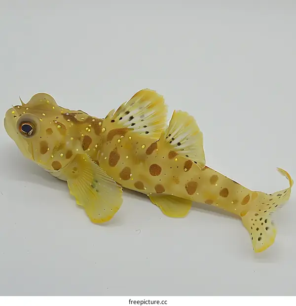 A small yellow fish with black and white spots